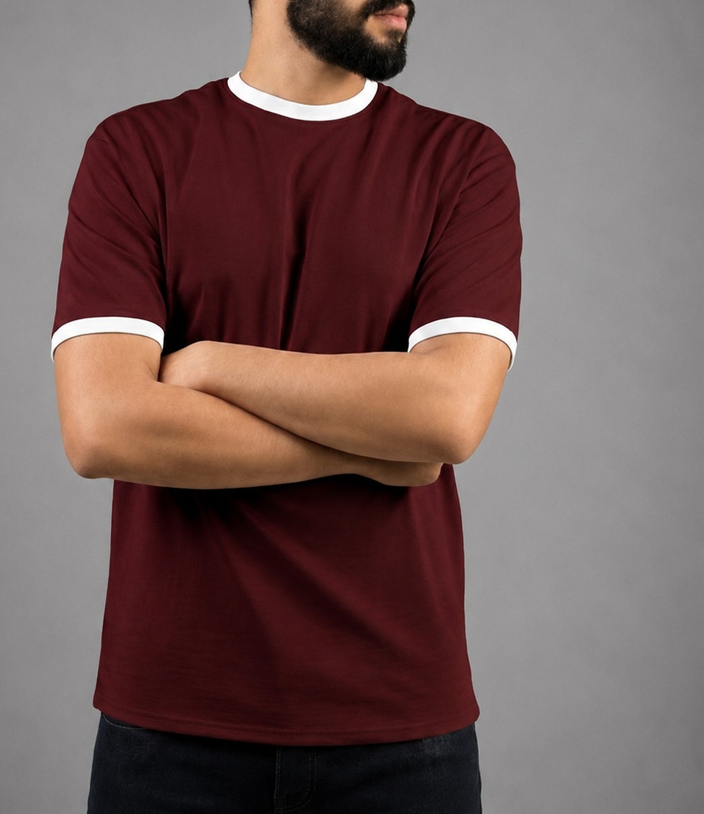 Ringer Tee – Burgundy × White