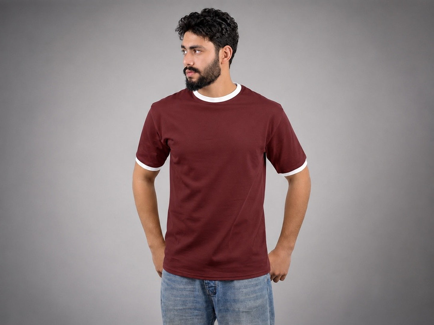 Ringer Tee – Burgundy × White