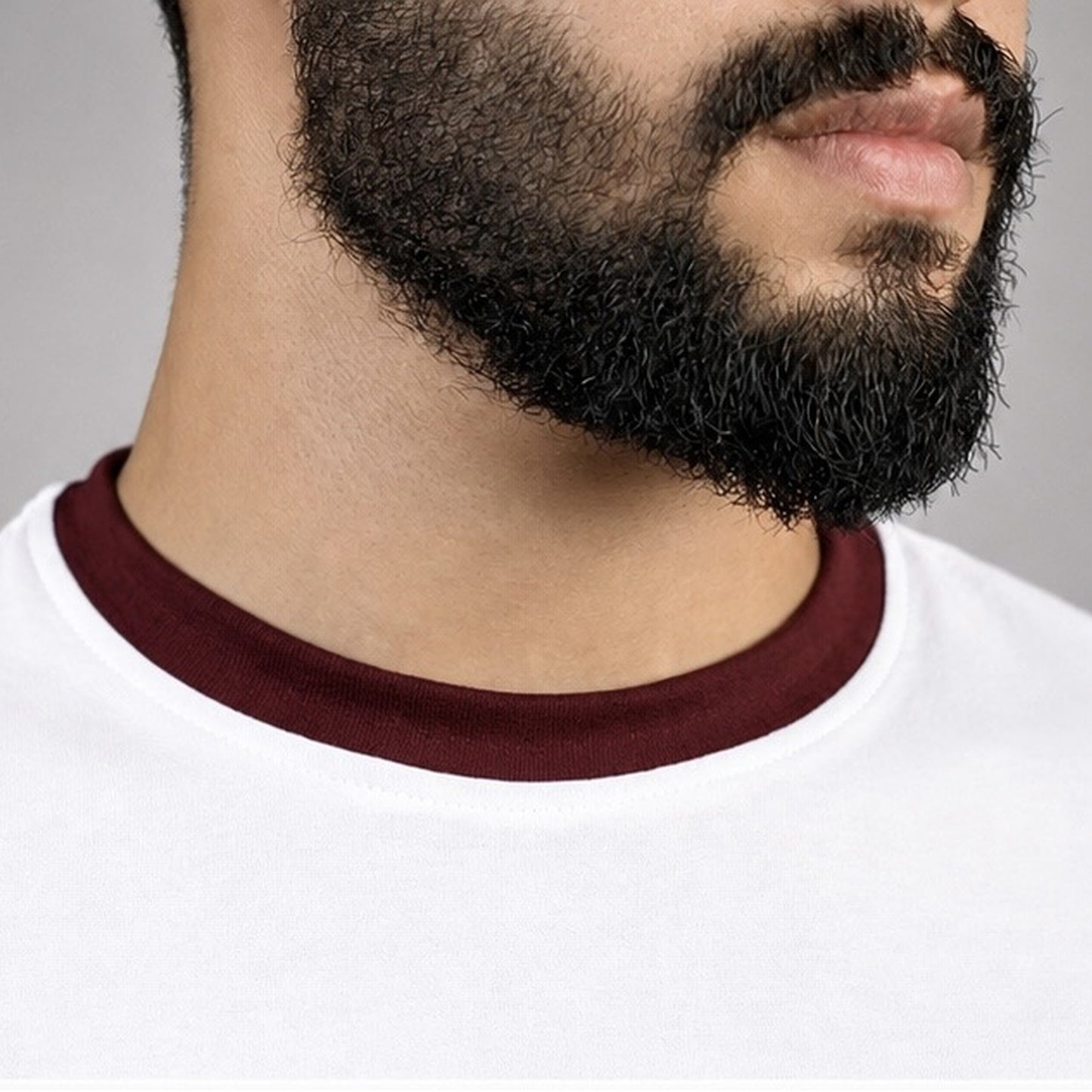 Ringer Tee- White × Burgundy